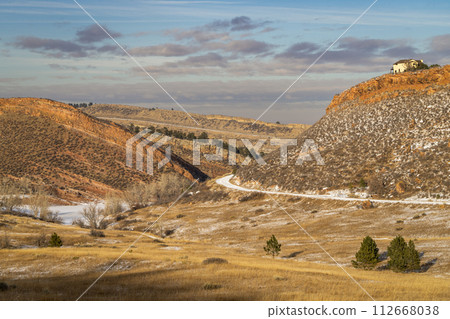 winter landscape of Colorado foothills - Horsetooth Mountain Open Space 112668038