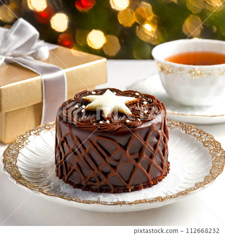 Small Christmas cake plate for one person 112668232