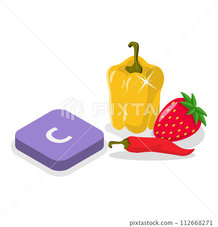 3D Isometric Flat Vector Illustration of Vitamins And Minerals, Healthy Food Supplements. Item 1 112668271