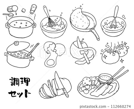 cooking set line drawing 112668274