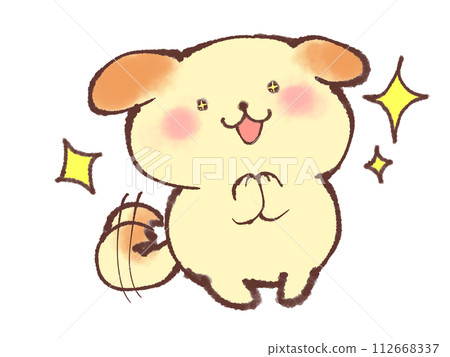 小狗舉起雙手,眼睛閃閃發亮 小狗舉起雙手,眼睛閃閃發亮 112668337