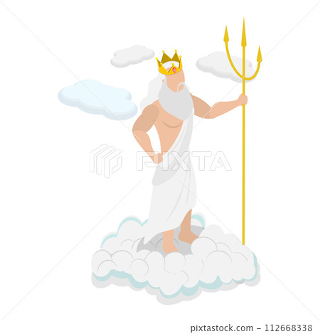 3D Isometric Flat Vector Illustration of Ancient Mythology Heroes, Zeus, Poseidon and Hades. Item 2 112668338