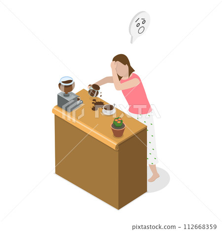 3D Isometric Flat Vector Illustration of Sleepy Early Morning, Lazy Monday. Item 4 112668359