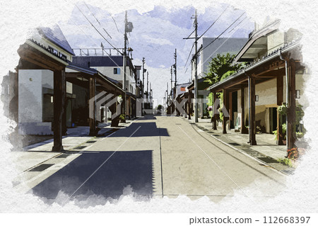 長野縣飯山市水彩風格飯山甘義街 112668397