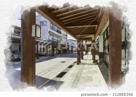 長野縣飯山市水彩風格飯山甘義街 112668398