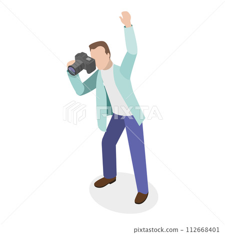3D Isometric Flat Vector Set of Photographers, Creative Profession or Occupation. Item 4 3D Isometric Flat Vector Set of Photographers, Creative Profession or Occupation. Item 4 112668401