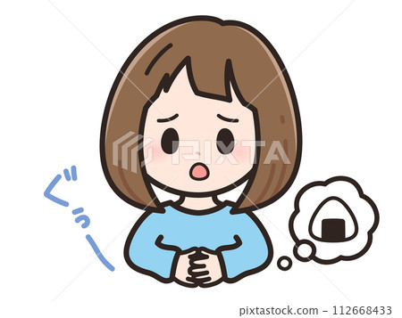 一個飢餓的年輕女子的插圖 一個飢餓的年輕女子的插圖 112668433
