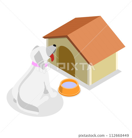3D Isometric Flat Vector Set of Wild And Domestic Animals With Homes, Poultry Farming. Item 5 3D Isometric Flat Vector Set of Wild And Domestic Animals With Homes, Poultry Farming. Item 5 112668449