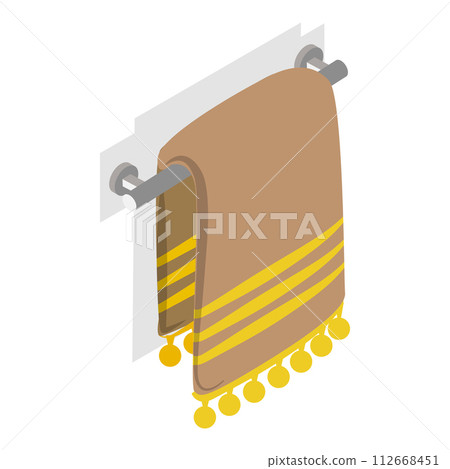 3D Isometric Flat Vector Set of Towels, Bathroom Textile. Item 1 112668451