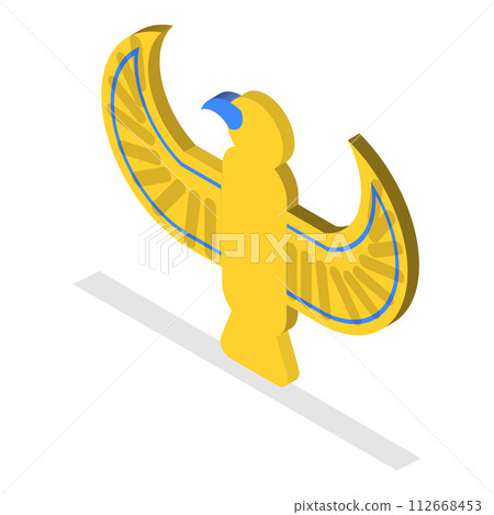 3D Isometric Flat Vector Set of Egypt Symbols, Old Civilization Archaeology Artifacts. Item 1 112668453