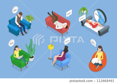 3D Isometric Flat Vector Illustration of People Relaxing And Napping, Lazy Characters 3D Isometric Flat Vector Illustration of People Relaxing And Napping, Lazy Characters 112668491