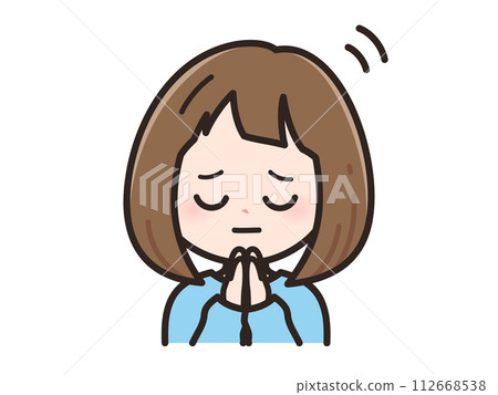 Illustration of a young woman saying sorry Illustration of a young woman saying sorry 112668538