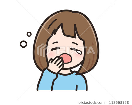 Illustration of a sleepy young woman 112668558