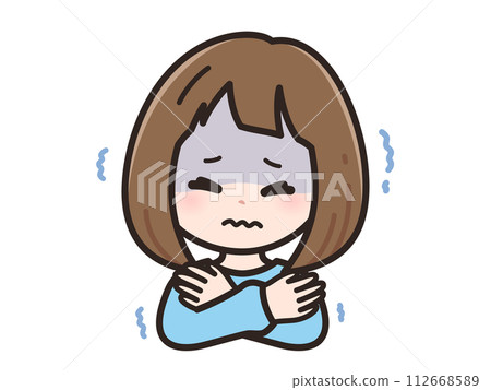 一個年輕女子在寒冷中的插圖 112668589