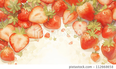 watercolor strawberry frame 112668658