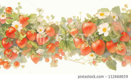 watercolor strawberry frame 112668659