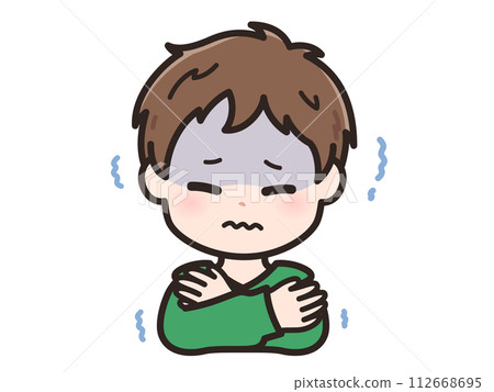 一個年輕人在寒冷中的插圖 112668695