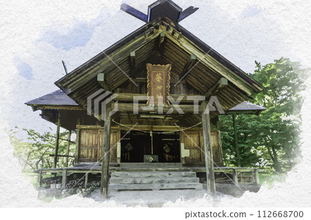 水彩風格飯山城跡公園葵神社長野縣飯山市 112668700