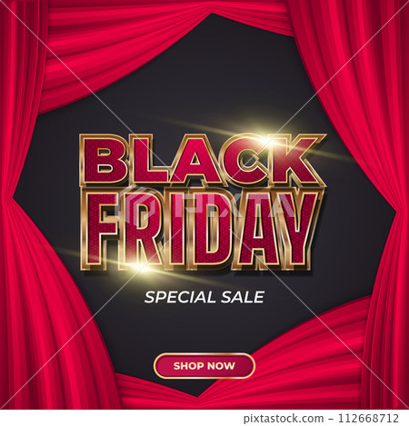 Black Friday sale banner or poster template with elegant 3d text and black and red concept Black Friday sale banner or poster template with elegant 3d text and black and red concept 112668712