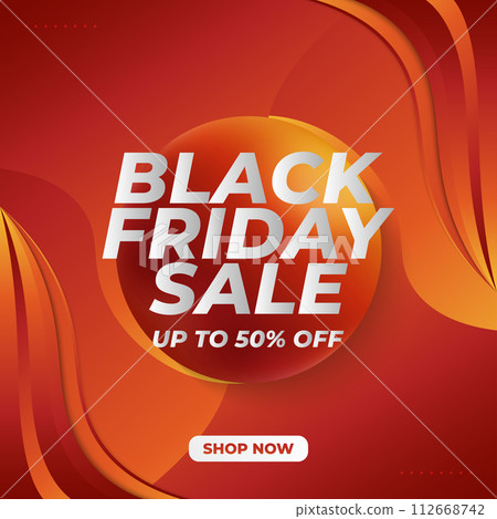 Black Friday sale banner with orange background in liquid concept 112668742