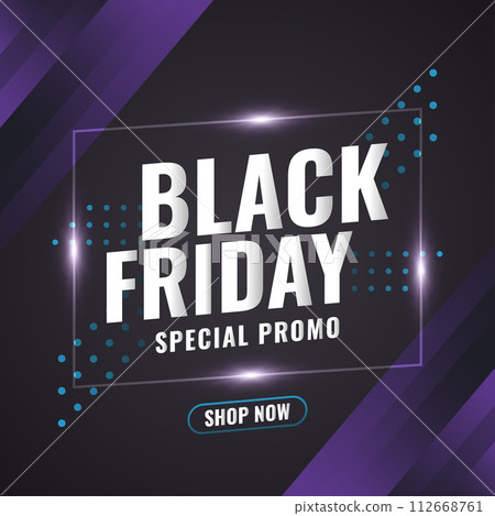 Black Friday sale banner with glowing frame and abstract concept 112668761