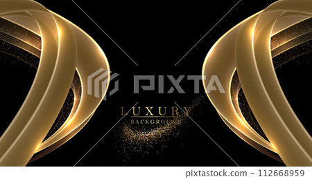 Illustration with a golden isolated arc with sparkling small tinsel 112668959