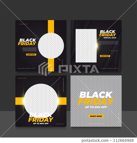 Collection of Black Friday sale banner or poster can be used for social media feed or post template in dynamic concept 112668988