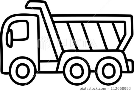 Dump truck cartoon doodle line icon 112668993