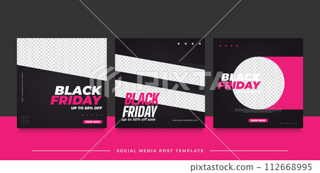 Collection of Black Friday sale banner or poster can be used for social media feed or post template 112668995