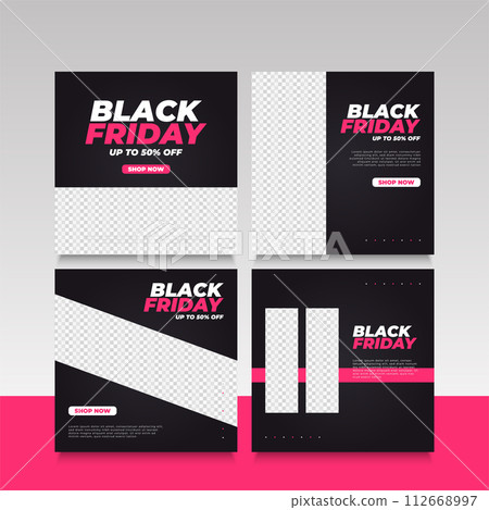 Black Friday sale banner or poster can be used for social media feed or post template 112668997