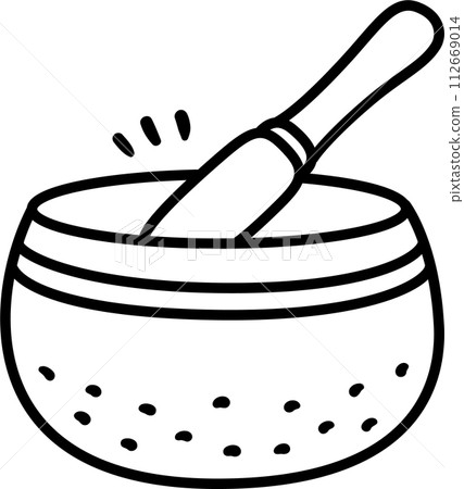 Tibetan singing bowl doodle line icon Tibetan singing bowl doodle line icon 112669014