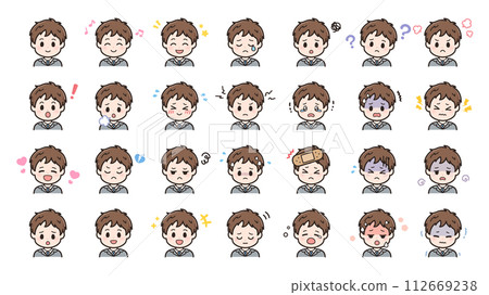 Facial expression set of a man in a suit 112669238