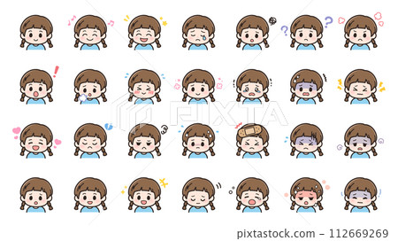 Girl's facial expression set 112669269