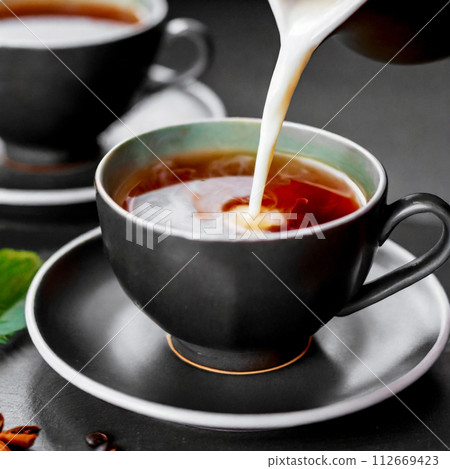 The moment you add milk to tea 112669423