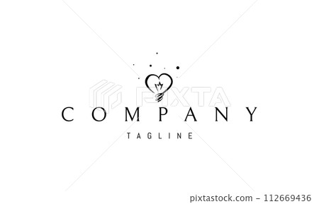 Vector logo with an abstract image of a light bulb in the shape of a heart. 112669436