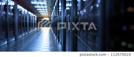 Servers. Servers room data center. Backup, mining, hosting, mainframe, farm and computer rack with storage information. 3d rendering Servers. Servers room data center. Backup, mining, hosting, mainframe, farm and computer rack with storage information. 3d rendering 112670028