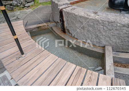 hot spring town footbath steam rest 112670345