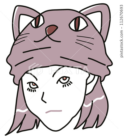 Girl wearing a cat Girl wearing a cat 112670693