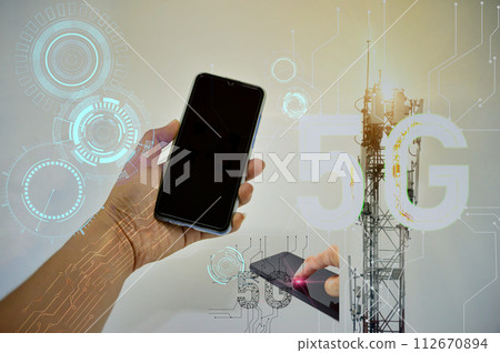 Concept of 5G technology that is controlled by Wisdom 112670894