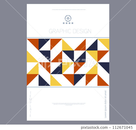 Triangular design. Layout for a cover, booklet, brochure or booklet. Corporate style template. An idea for interior decoration Triangular design. Layout for a cover, booklet, brochure or booklet. Corporate style template. An idea for interior decoration 112671045