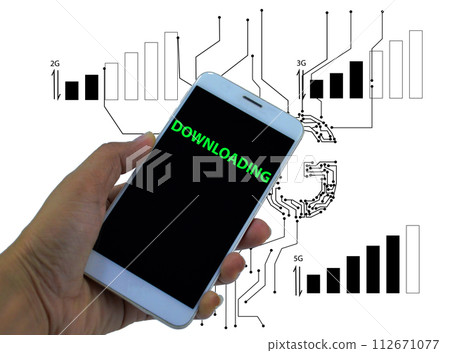 Fast downloading concept with 5G network Fast downloading concept with 5G network 112671077