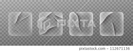 Transparent glued square stickers 112671136