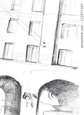 residential building and entrance to metro residential building and entrance to metro 112671167