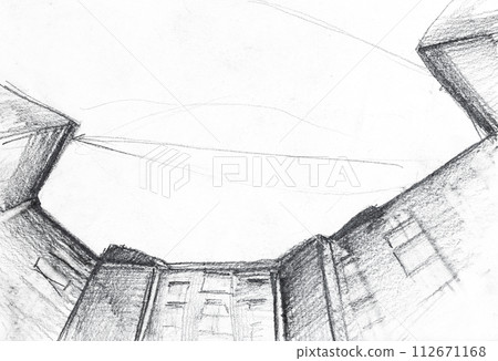 bottom view of high-rise apartment buildings 112671168