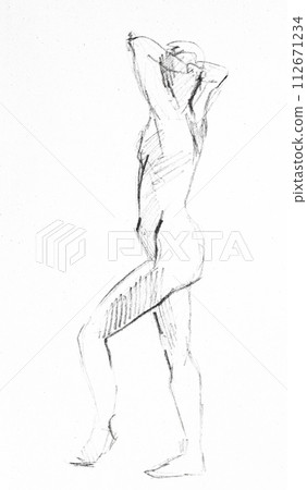training sketch of nude model standing sideways training sketch of nude model standing sideways 112671234