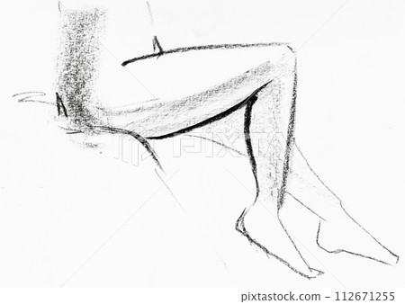 sketch of legs of sitting female nude model sketch of legs of sitting female nude model 112671255