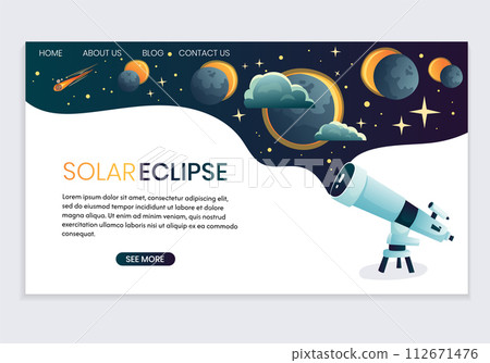 Landing page on the topic of solar eclipse. Landing page on the topic of solar eclipse. 112671476