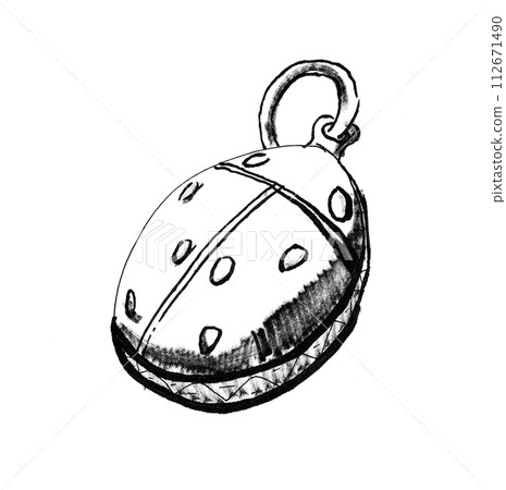 hand drawn sketch of pendant in shape of ladybug 112671490