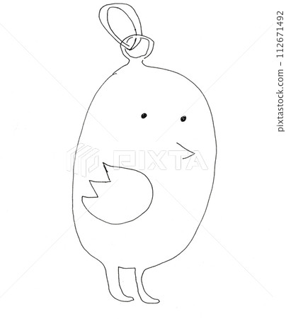 hand drawn sketch of pendant in egg or chick shape 112671492