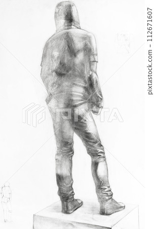 study drawing from back of dressed male model 112671607